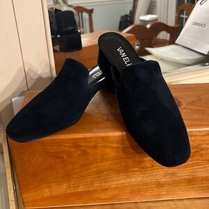 Van Eli Navy Blue Suede Mules/Shoes NWOT